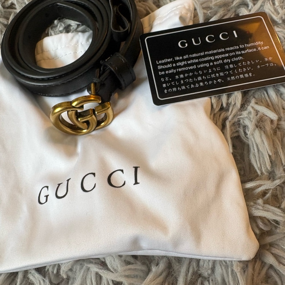 Black Leather Belt with Gold Buckle